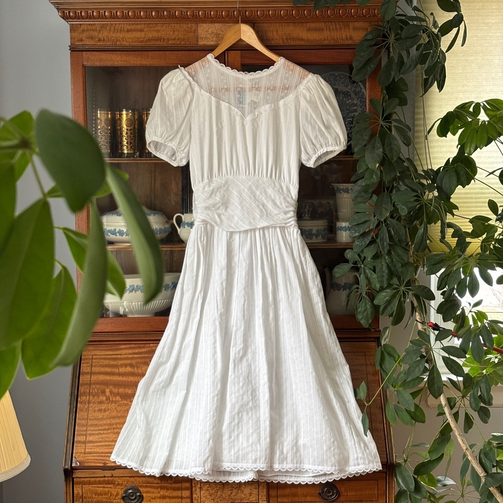 Gunne Sax White Lace Midi Dress (Sz 5/6)